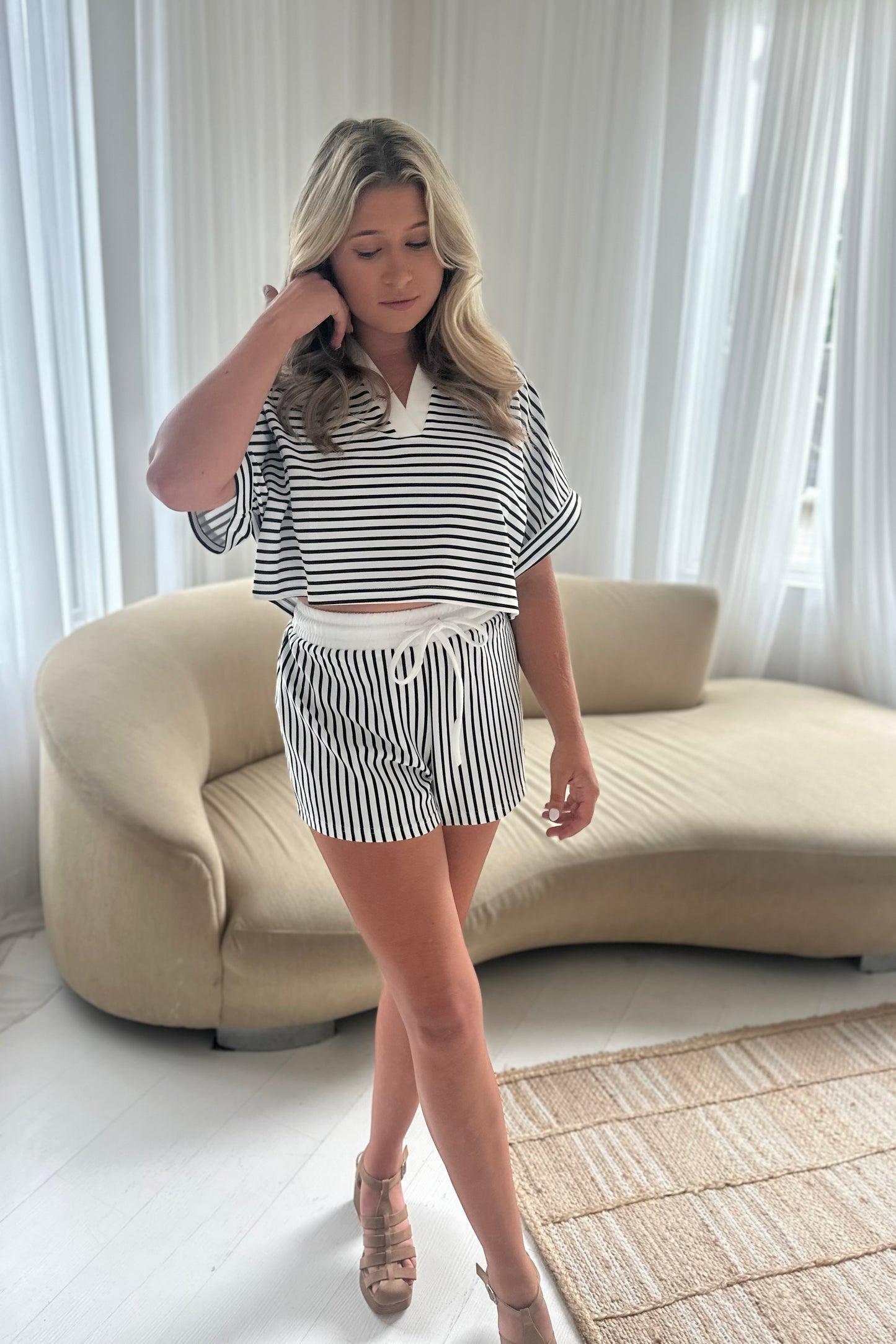 Clara Stripe Shorts Set