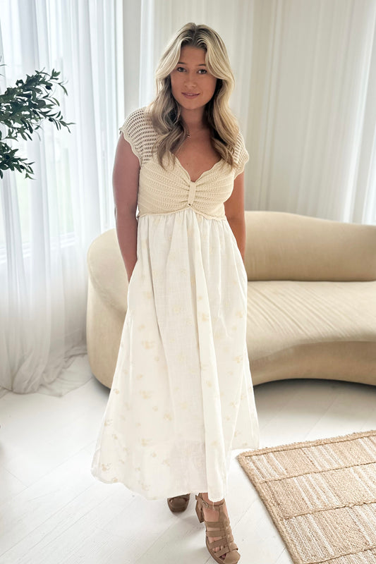 Marian Embroidered Midi Dress