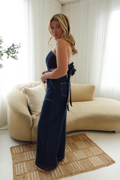 Octavia Denim Cutout Jumpsuit